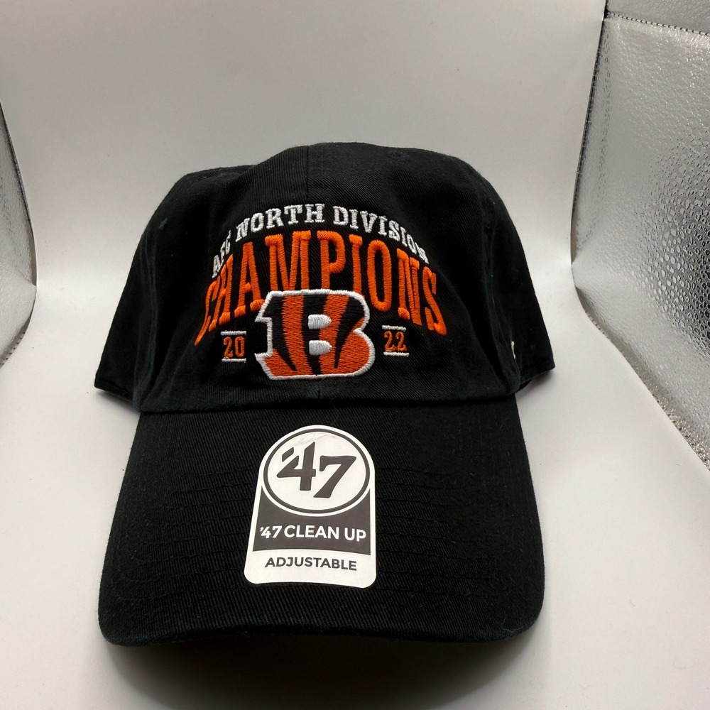 47 Brand Cincinnati Bengals 2022 AFC‎ North Champions Clean Up Hat Black OSF